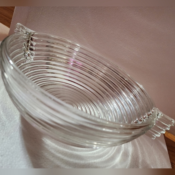 Vintage Anchor Hocking Manhattan "Horizontal Ribbed" Salad Bowl + 2 Sugar Bowls - Picture 5 of 5